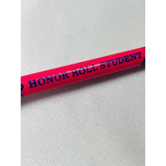 Honor Roll Student Neon Pink Wood Pencil Pink Eraser Vintage Sharpened Rare - Picture 5 of 10